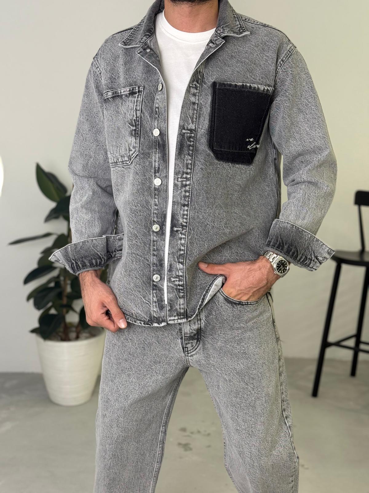 Oversize Ceket Baggy Pantolon Takım Gri