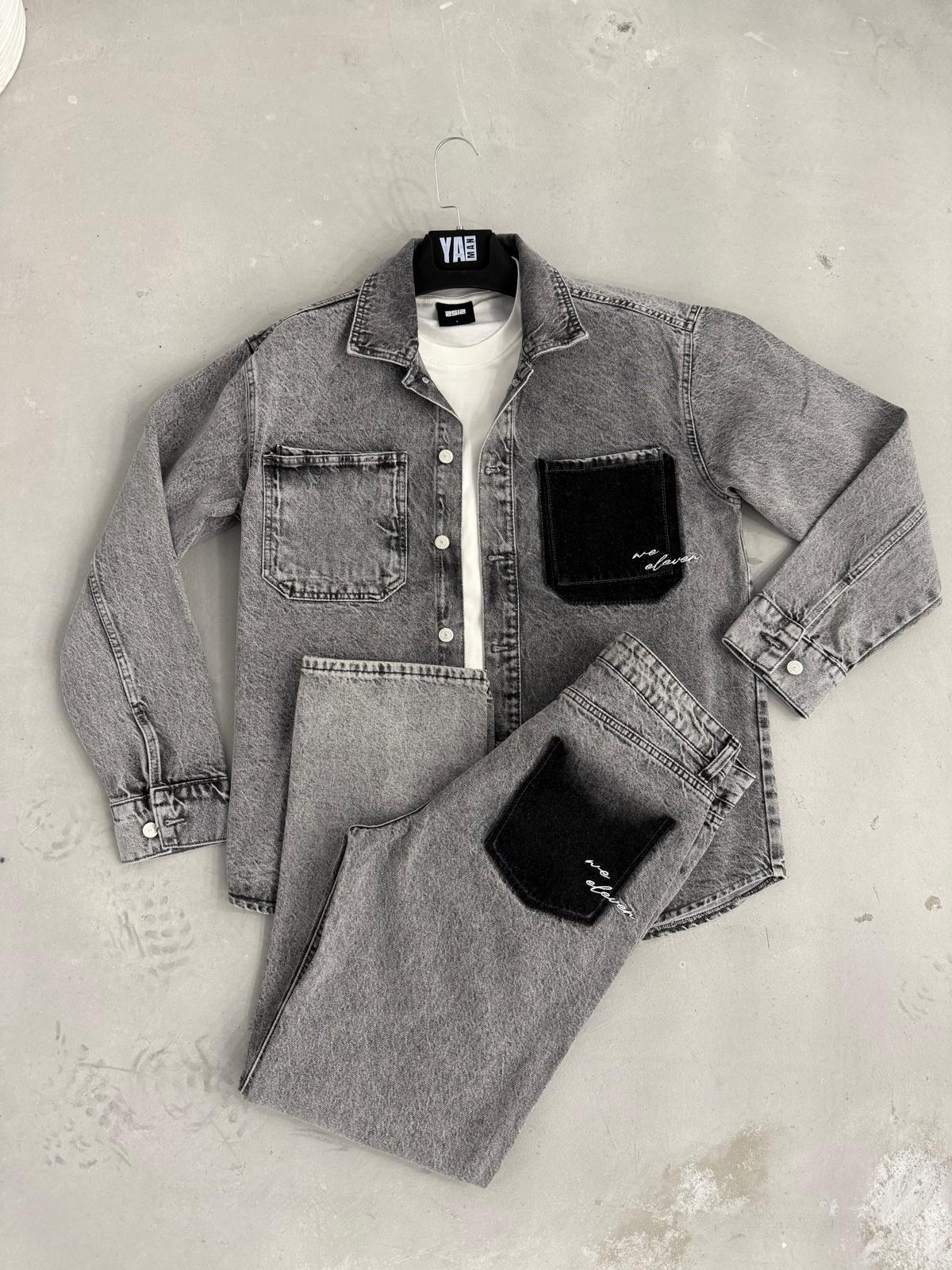 Oversize Ceket Baggy Pantolon Takım Gri