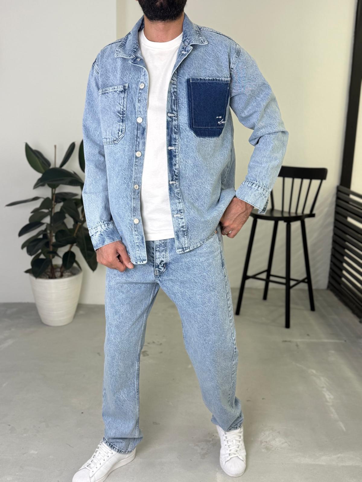 Oversize Ceket Baggy Pantolon Takım Mavi