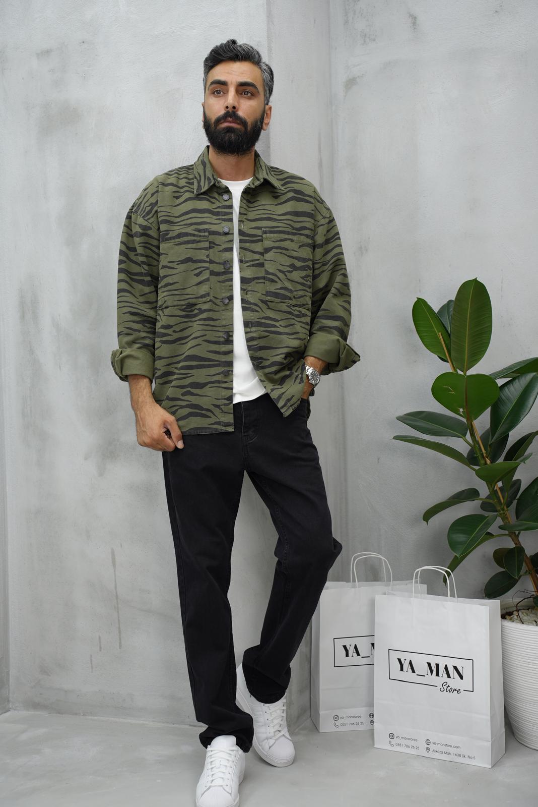 Oversize Gabardin Gömlek Haki