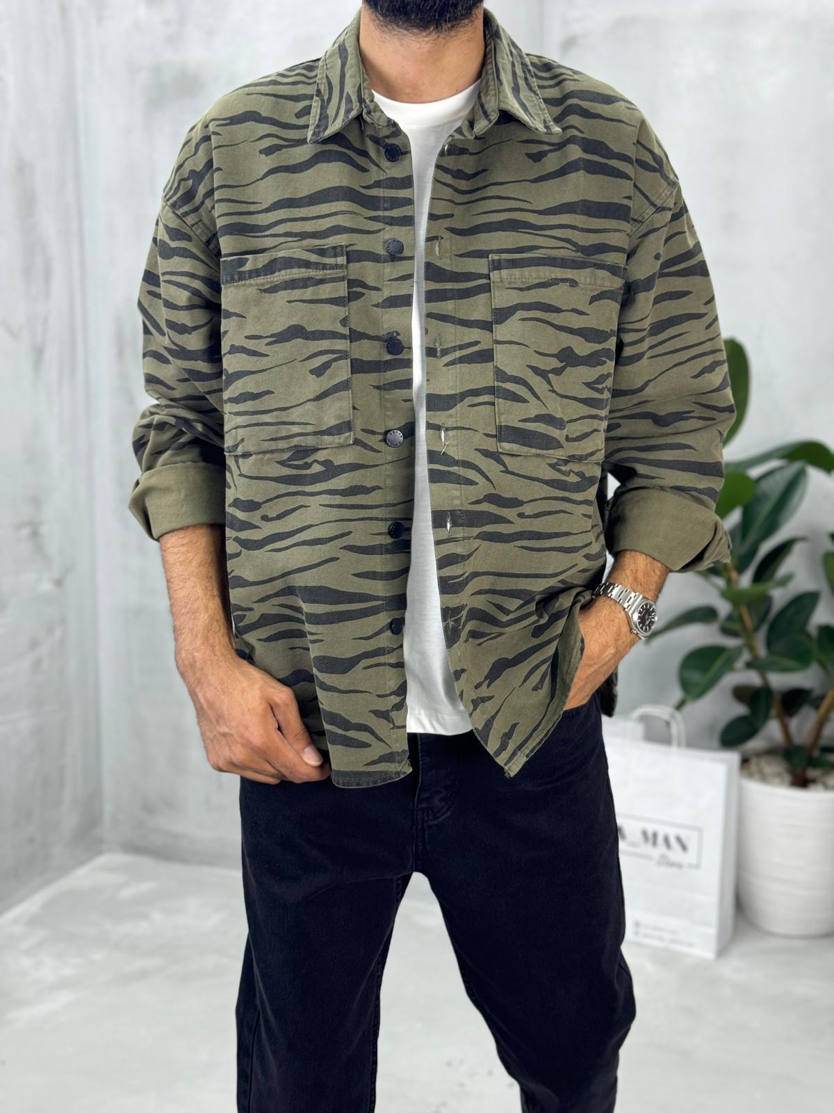 Oversize Gabardin Gömlek Haki