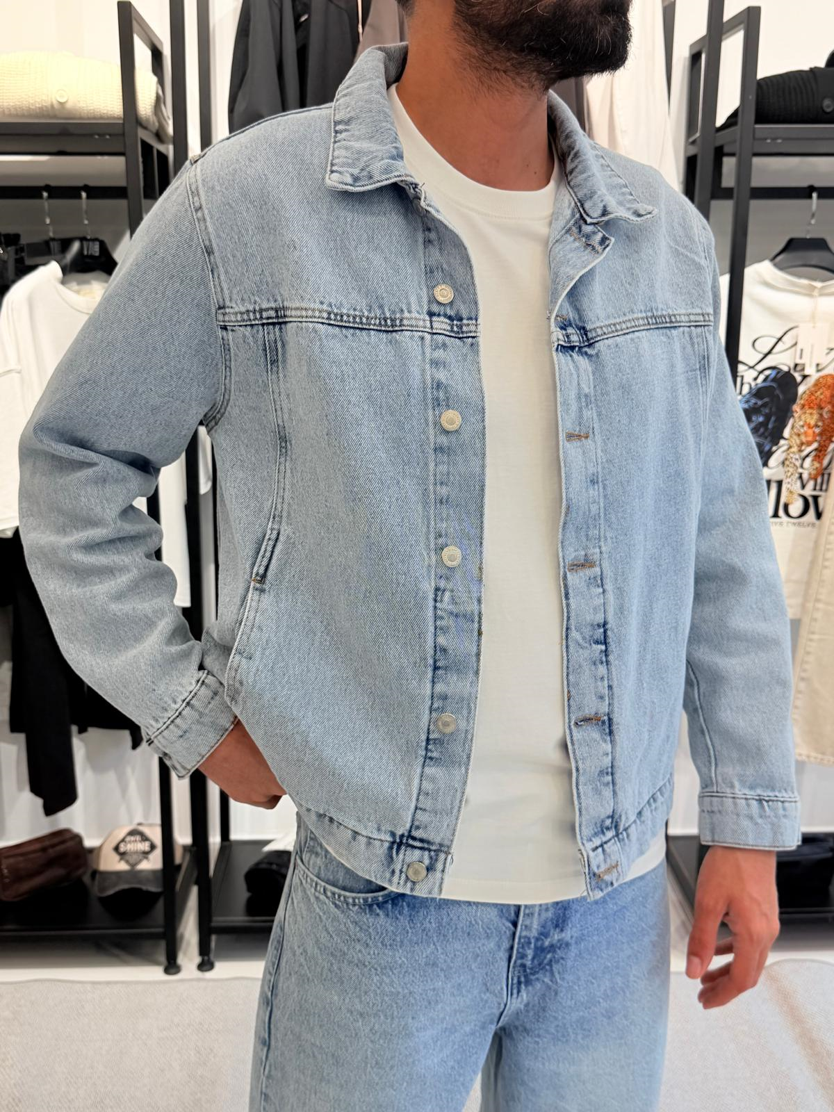 Oversize Kalıp Kot Ceket Mavi