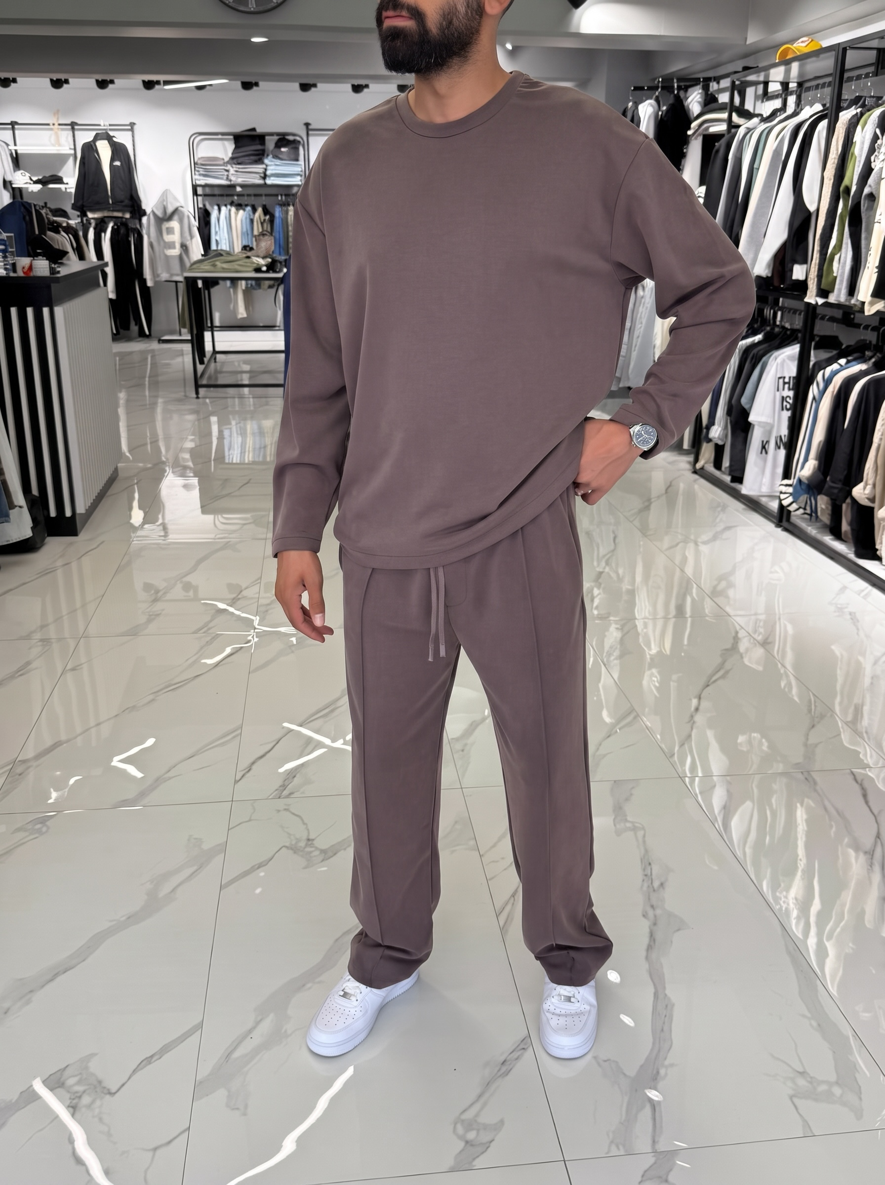 Oysho Kumaş Basic Takım Kahverengi