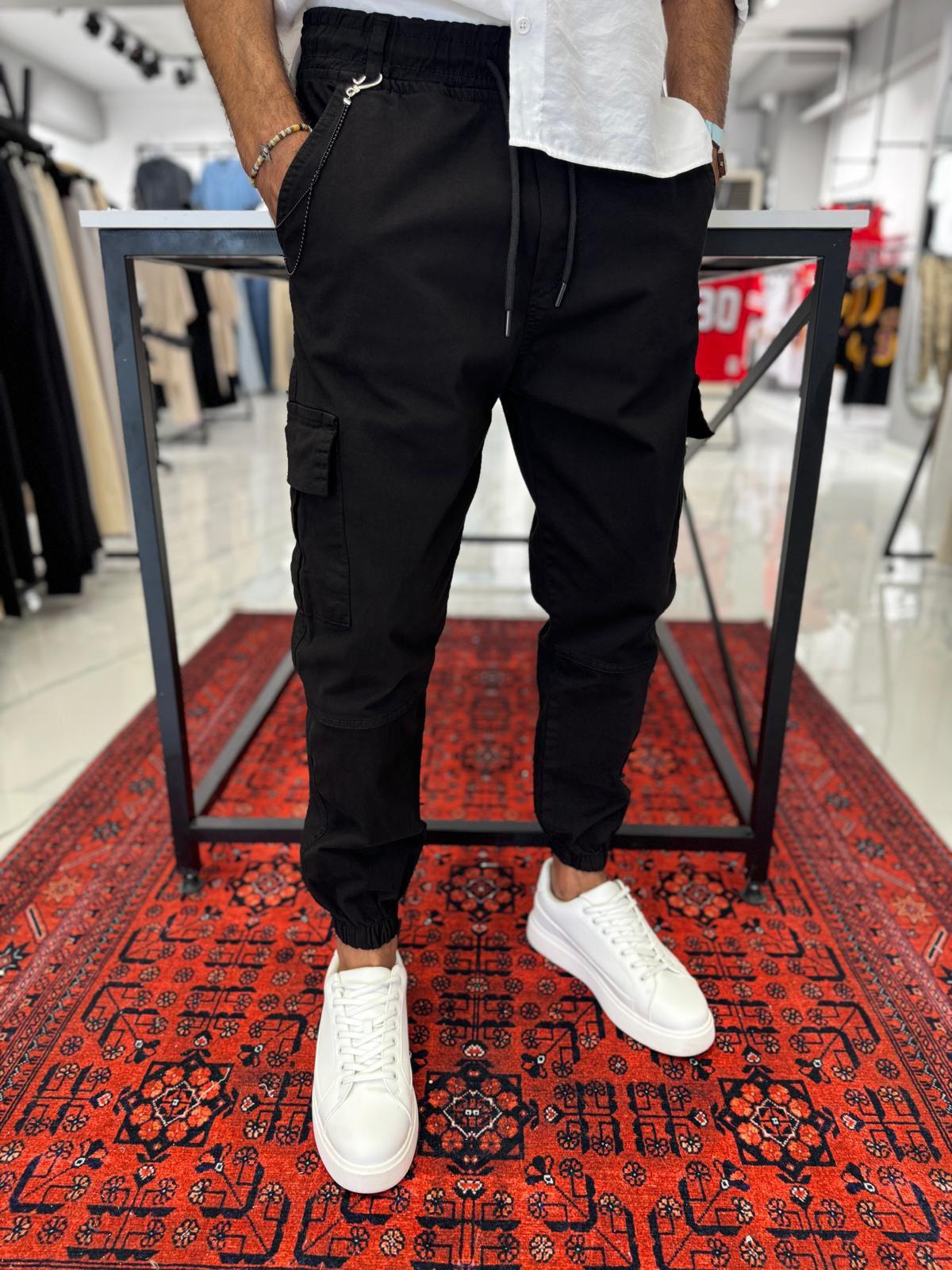 Paça Lastik Jogger Siyah