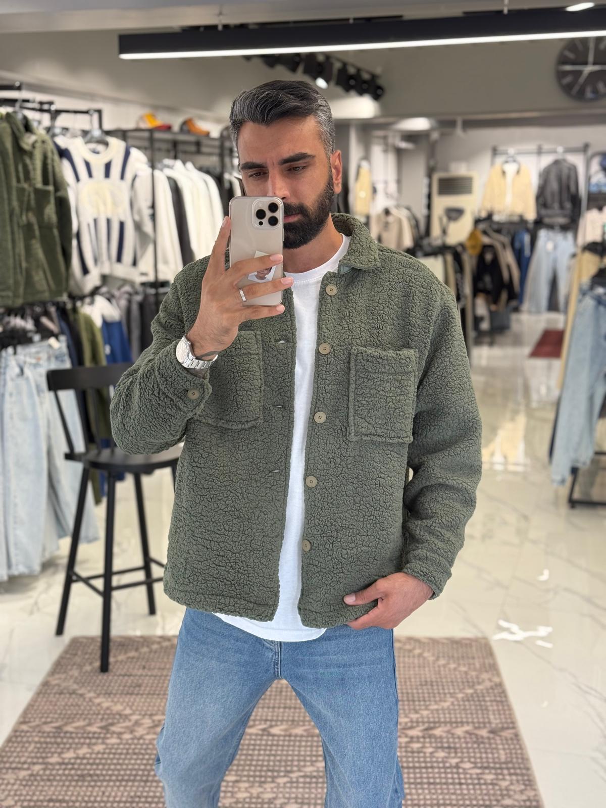 Peluş Gömlek Ceket Haki