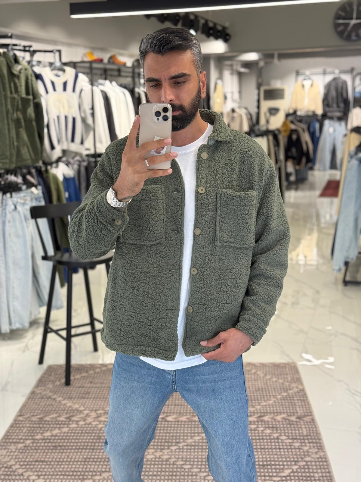 Peluş Gömlek Ceket Haki