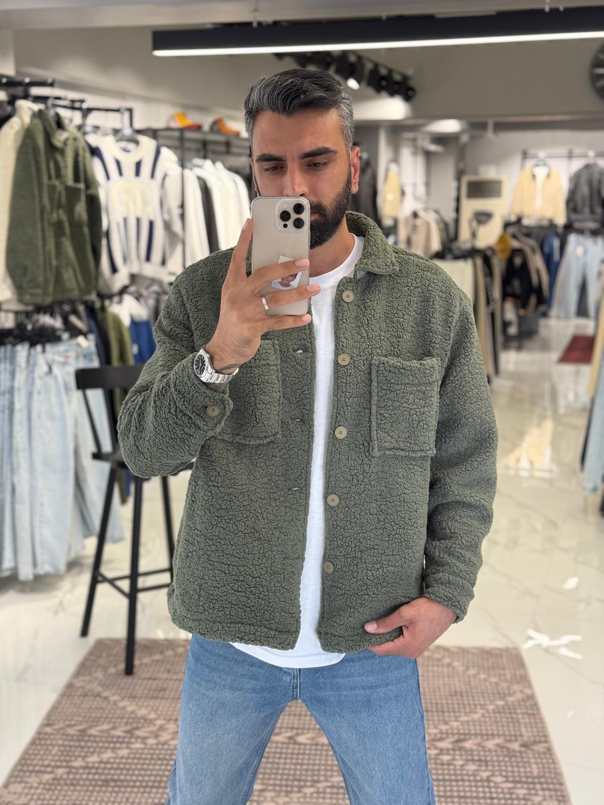 Peluş Gömlek Ceket Haki