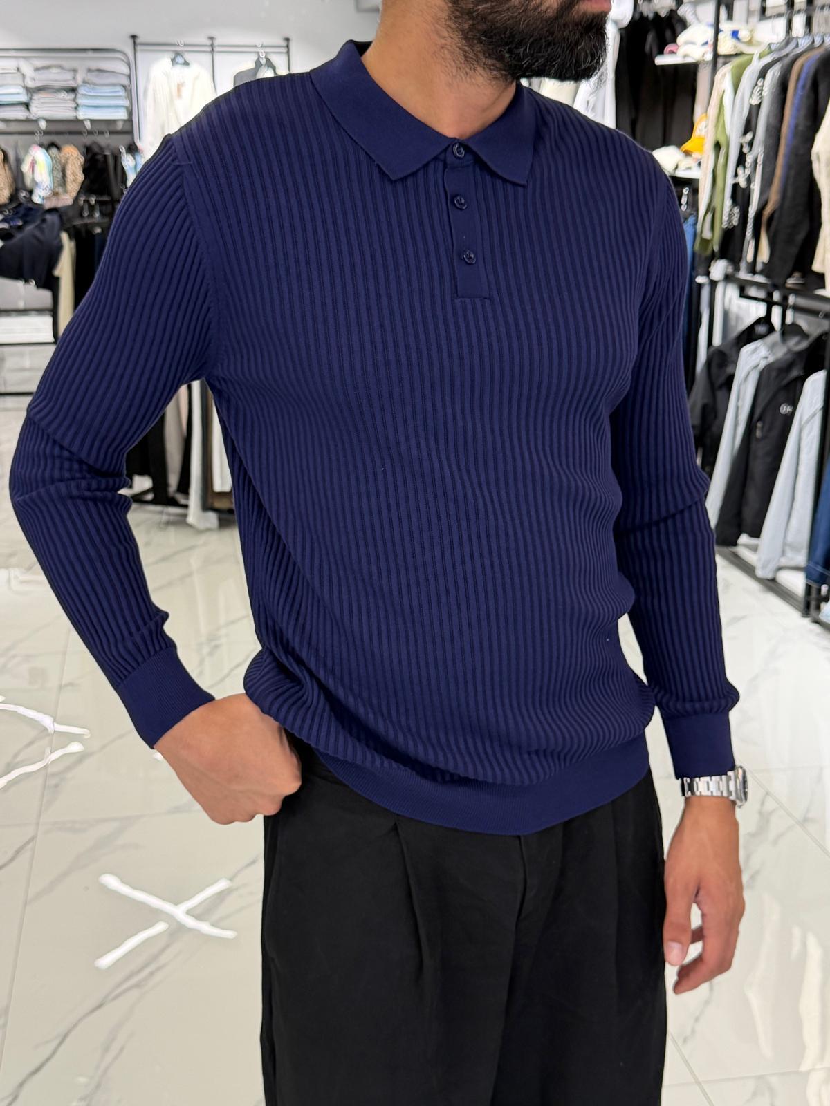 Polo Yaka Triko Kazak Lacivert