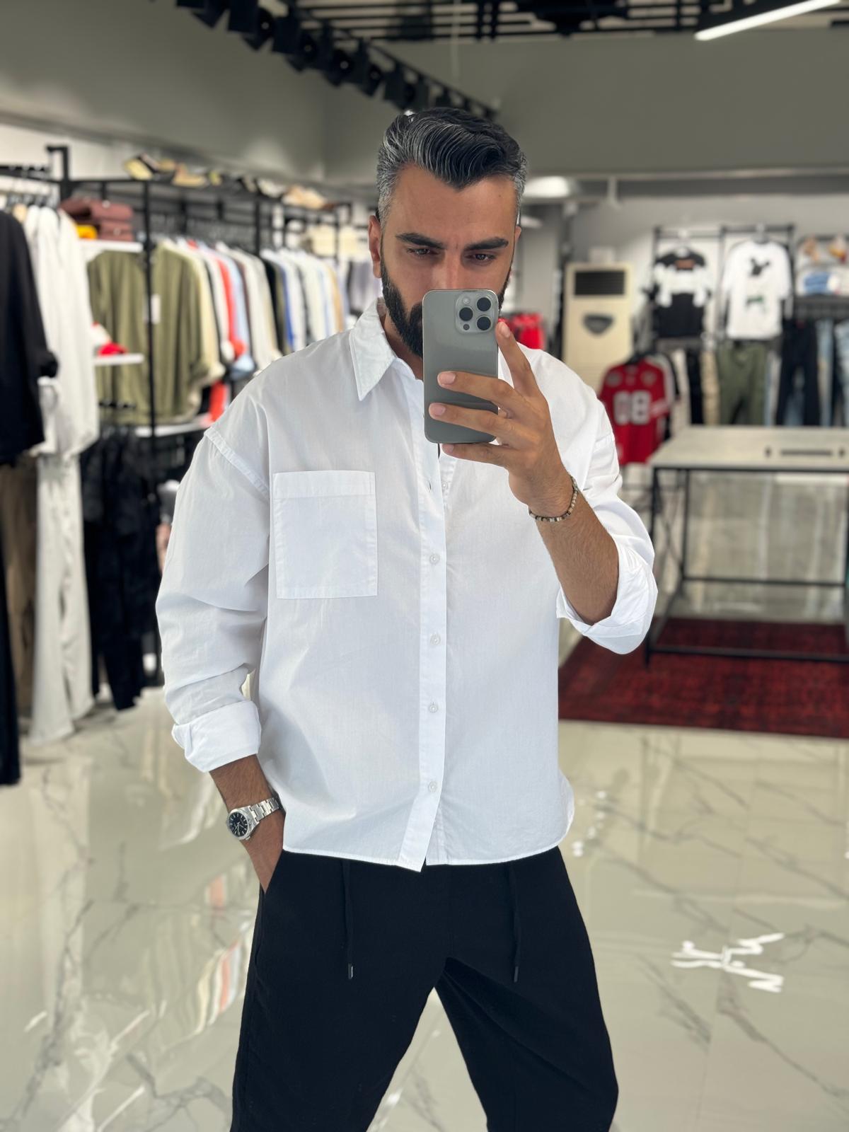 Poplin Keten Gömlek Beyaz