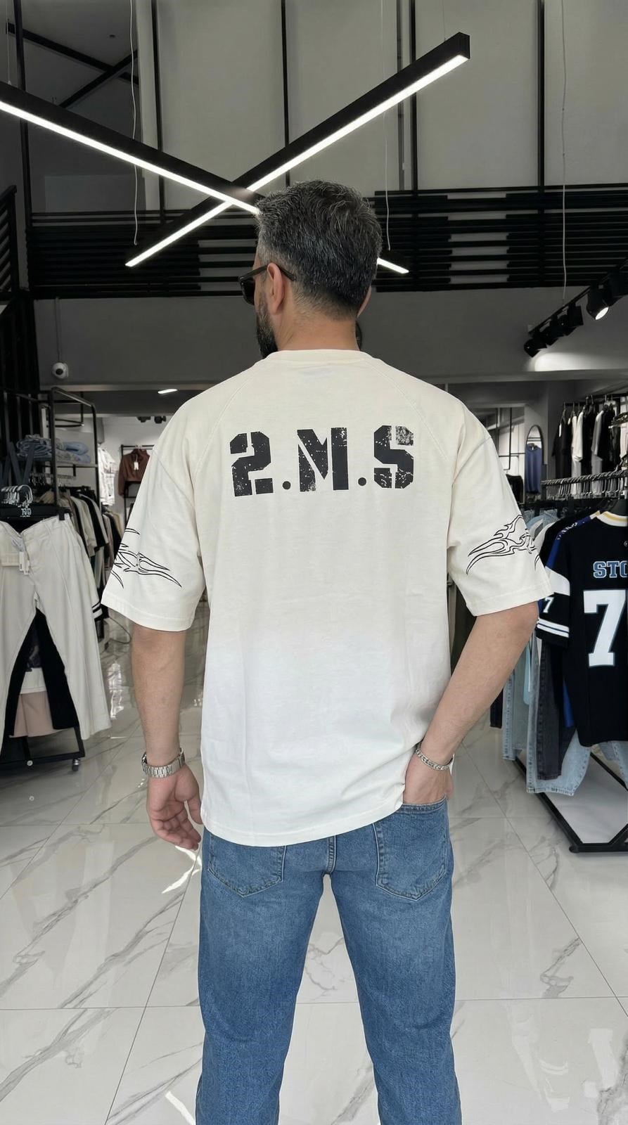 Premium 03 Baskı Oversize T-shirt Bej