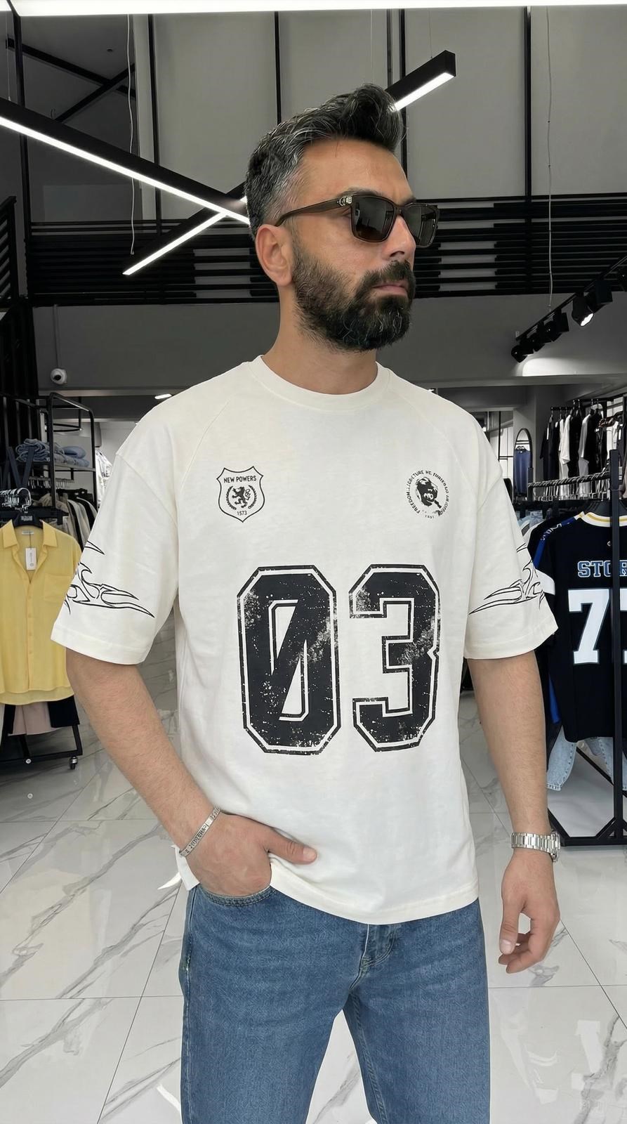 Premium 03 Baskı Oversize T-shirt Bej