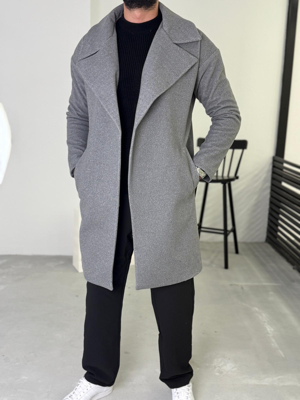 Premium Oversize Kaşe Kaban Gri