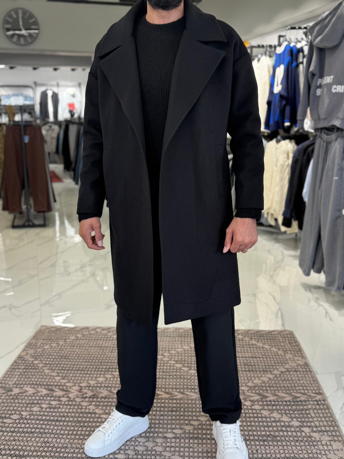 Premium Oversize Kaşe Kaban Siyah