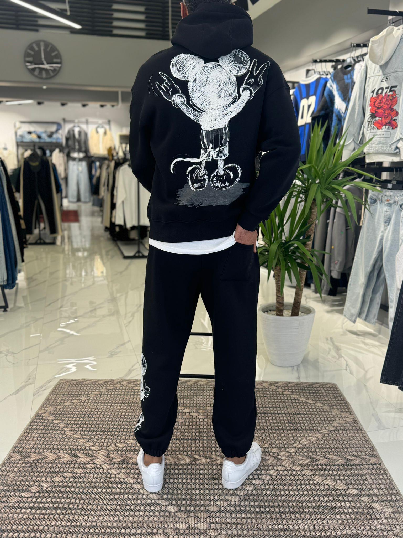 Premium Şardonlu Mickey Takım Siyah