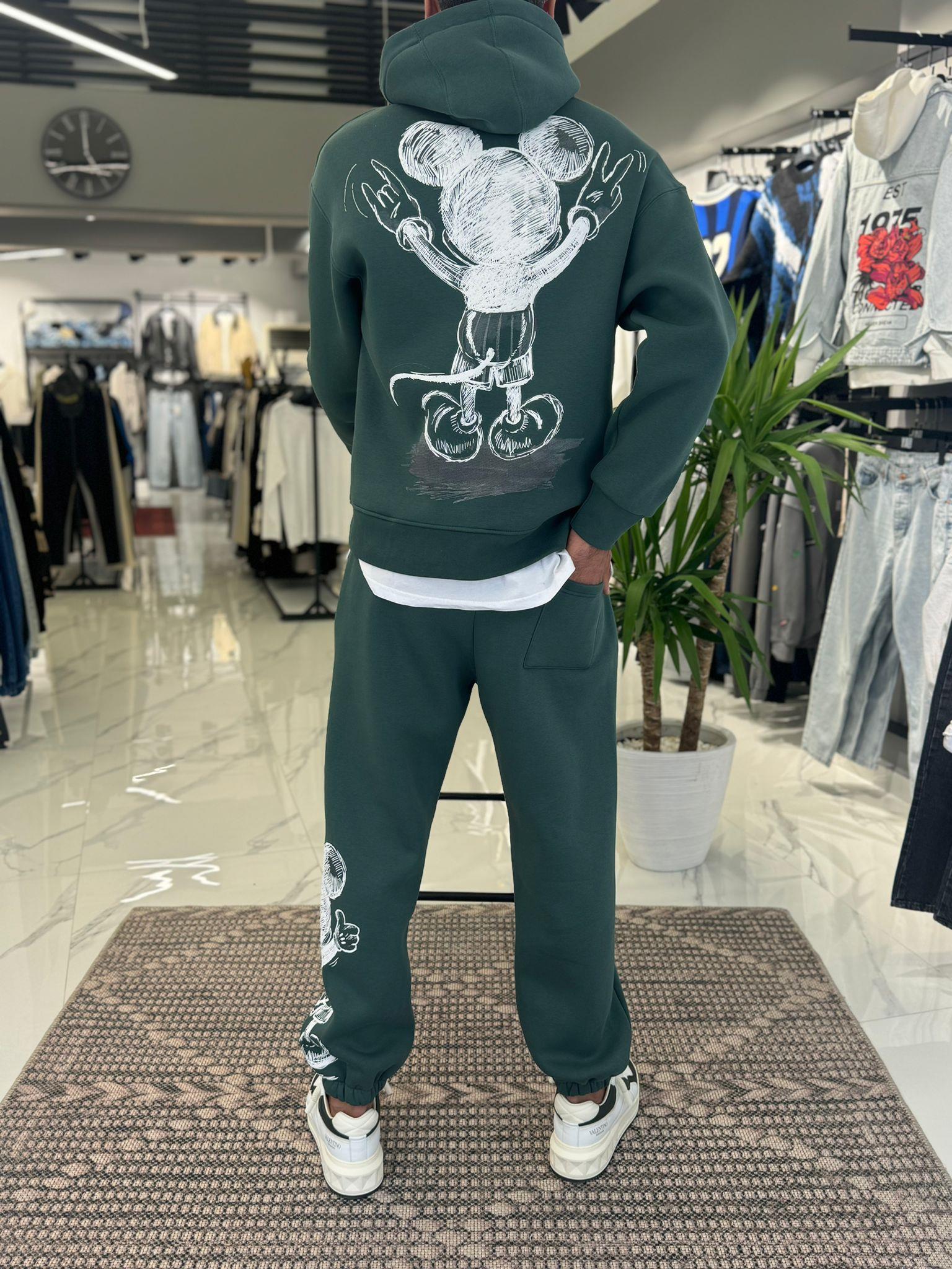 Premium Şardonlu Mickey Takım Yeşil