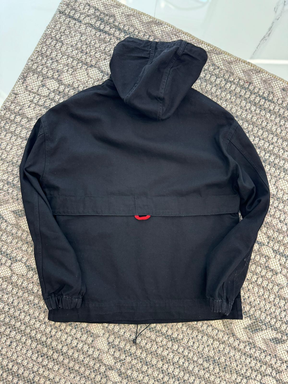 Premium Yarım Fermuar Kot Sweatshirt  Siyah