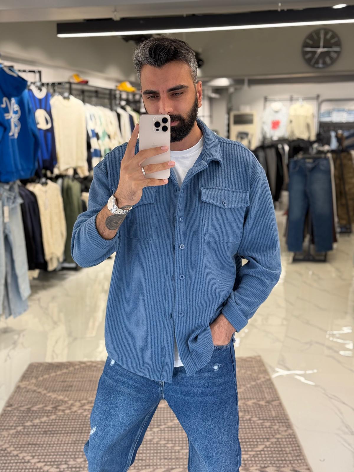 Sırt Desenli Oversize Gömlek