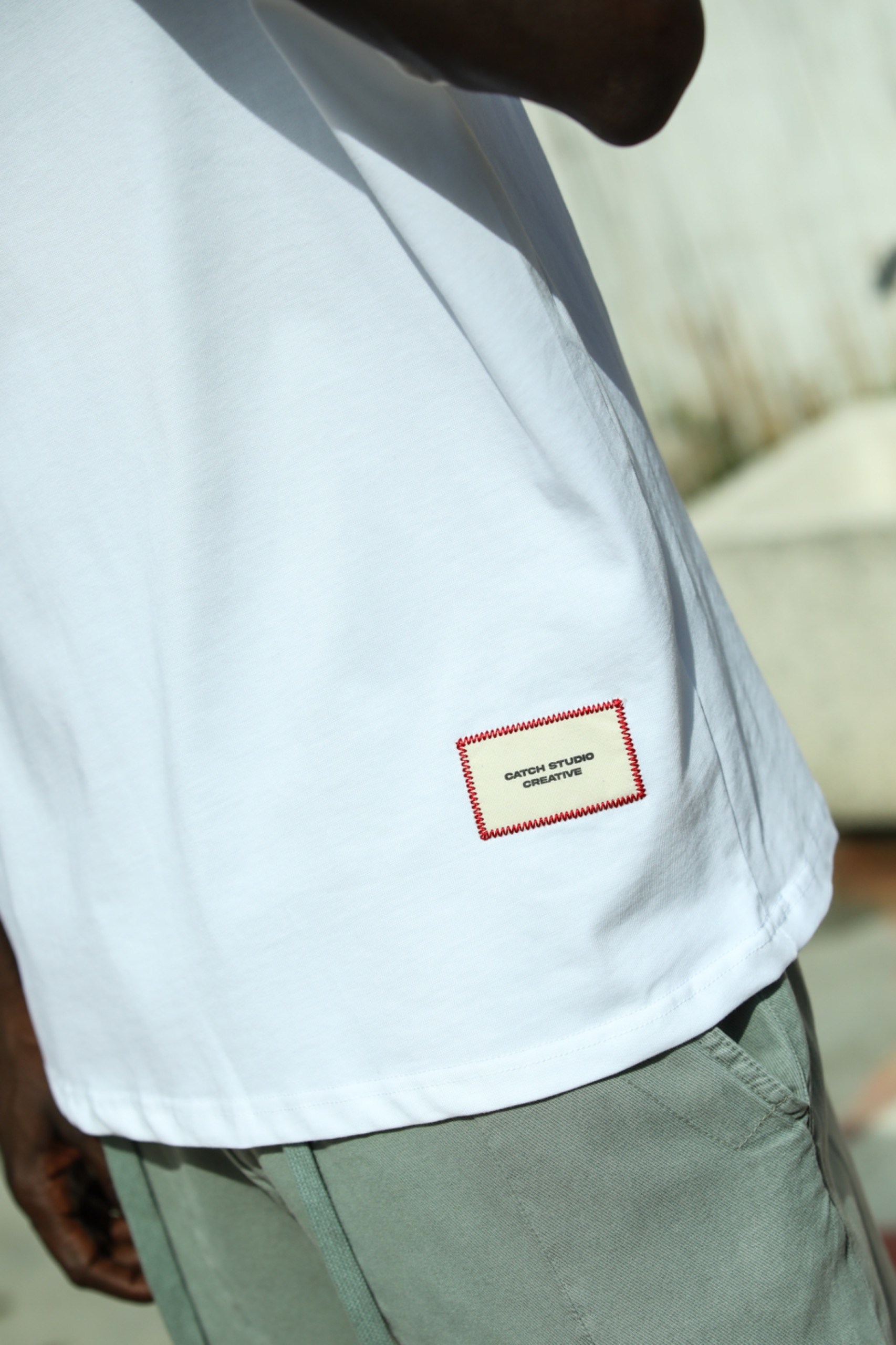 'The Catch' Yıkamalı Oversize T-Shirt Beyaz