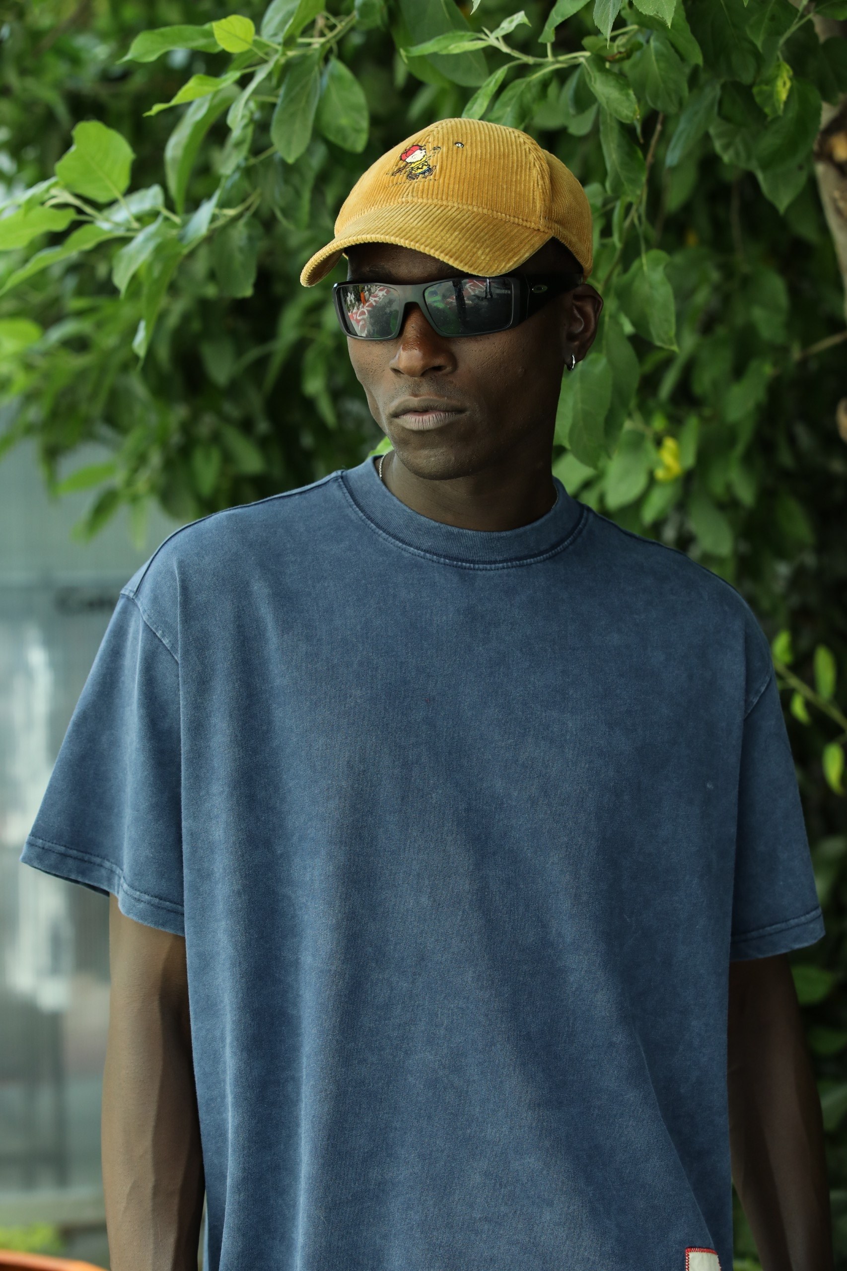 'The Catch' Yıkamalı Oversize T-Shirt Lacivert