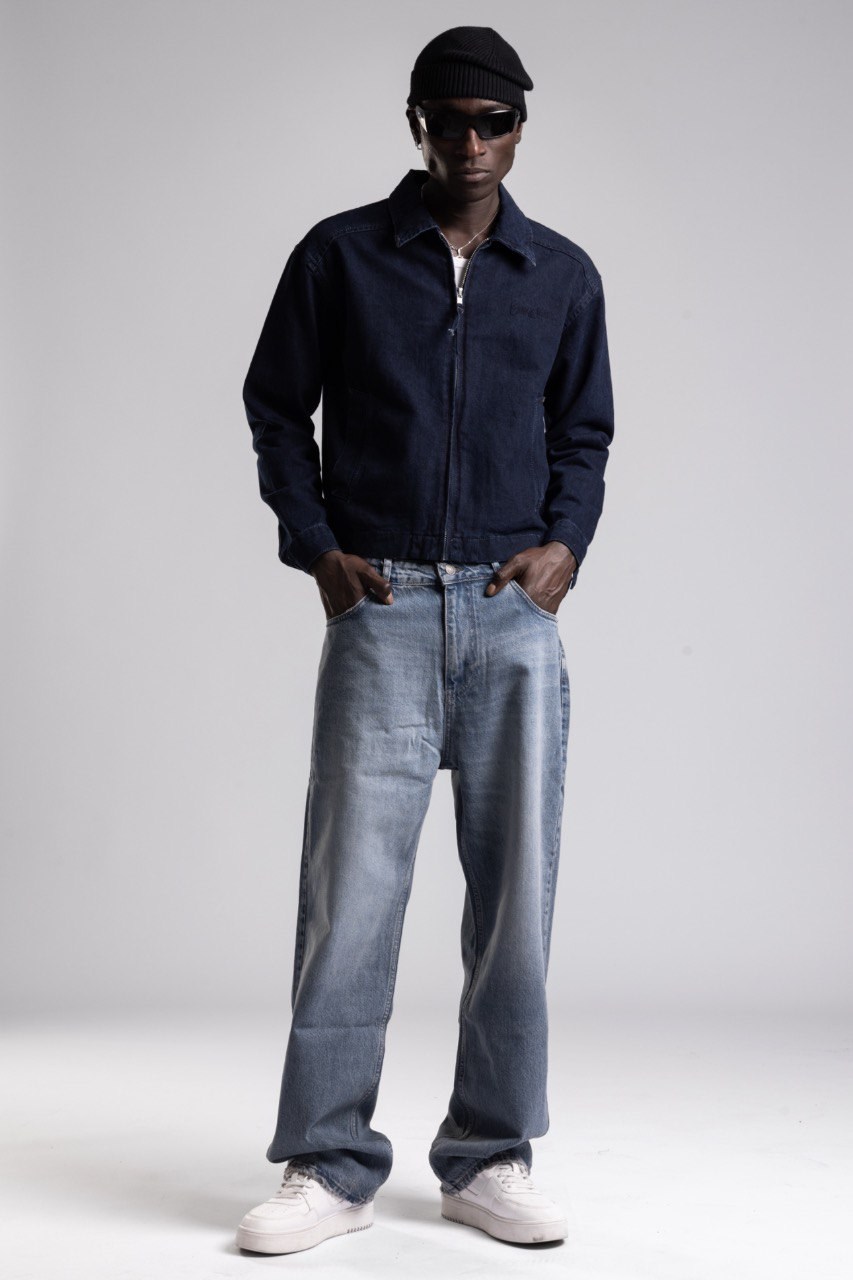 Tonal Nakış Yazı Detaylı Denim Ceket