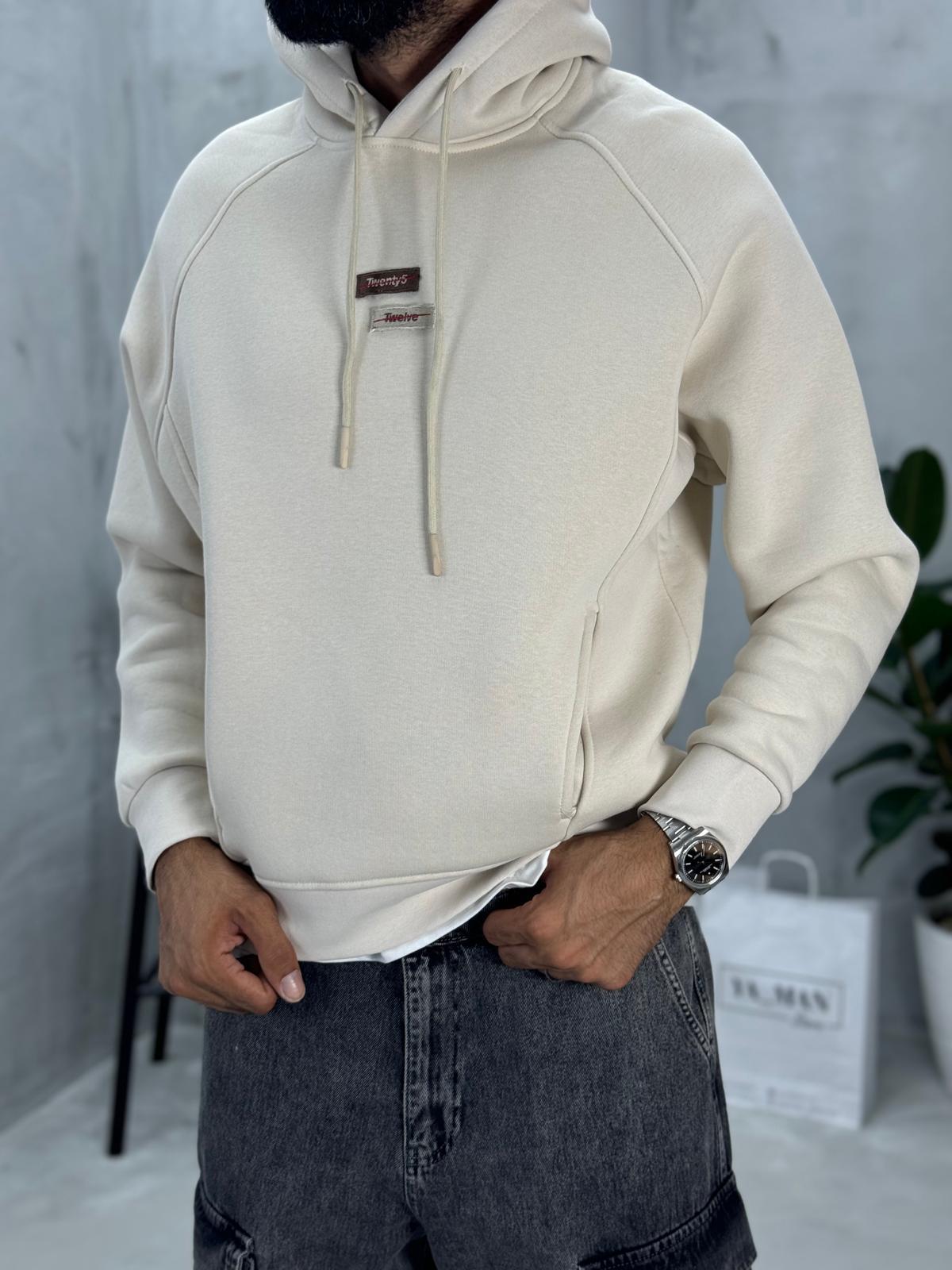 Twelve Baskılı Sweatshirt Beyaz