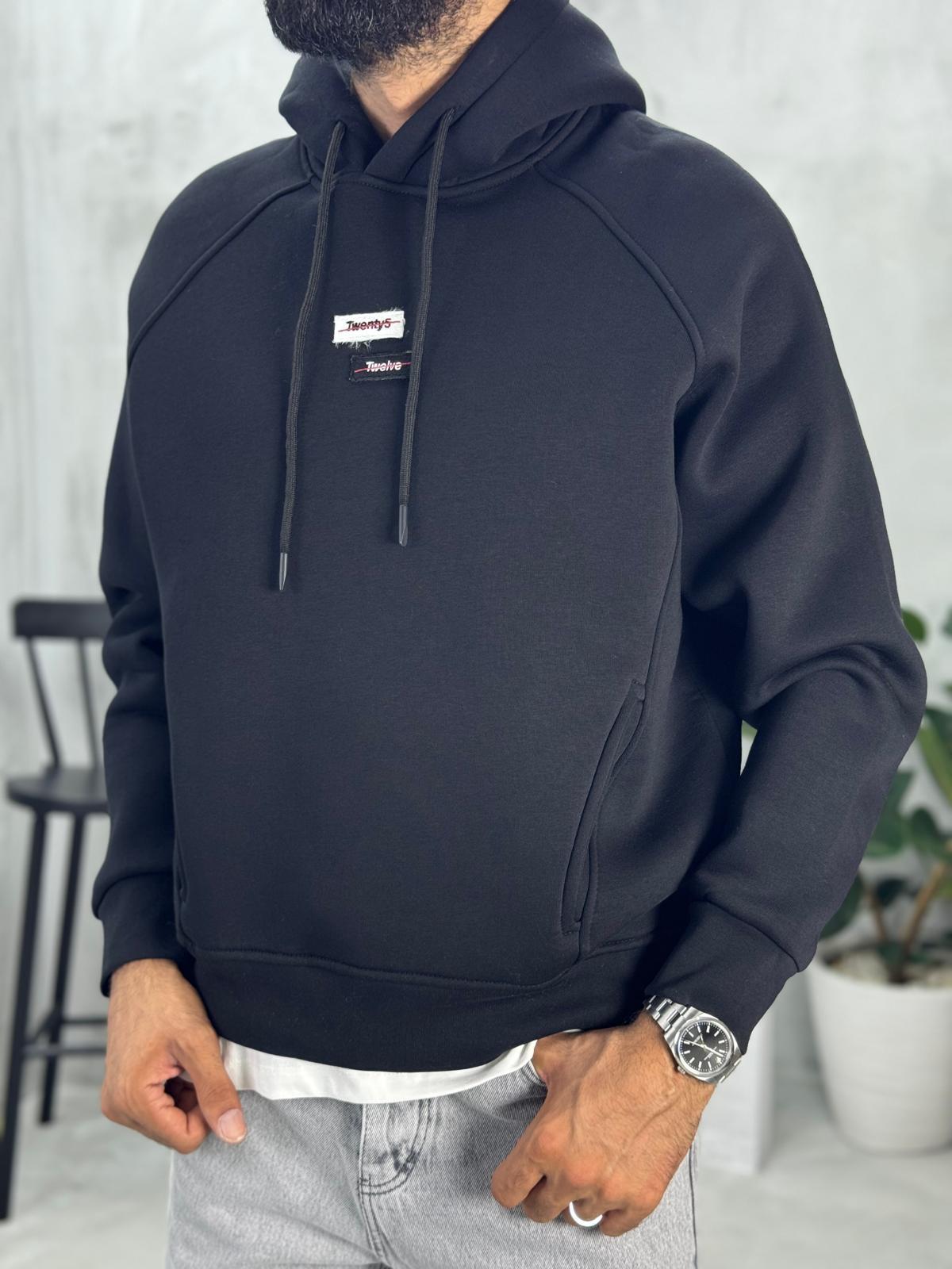 Twelve Baskılı Sweatshirt Siyah