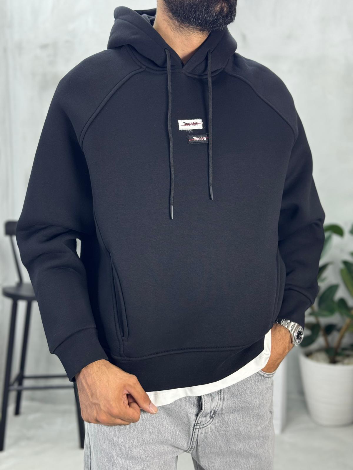 Twelve Baskılı Sweatshirt Siyah