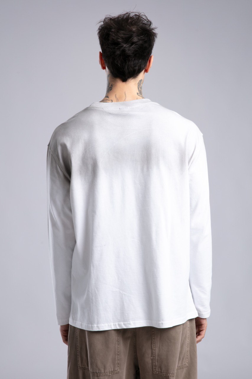Yazı Baskılı İnce Pistole Sweatshirt Beyaz