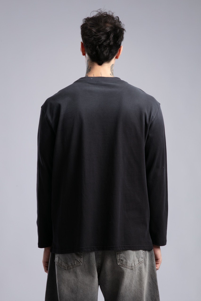 Yazı Baskılı İnce Pistole Sweatshirt Siyah