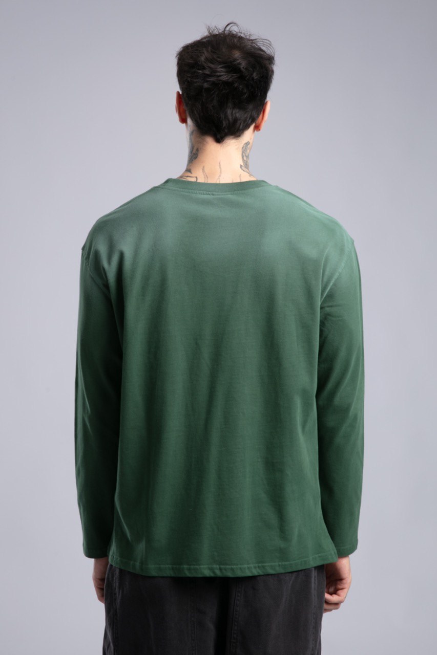 Yazı Baskılı İnce Pistole Sweatshirt Yeşil