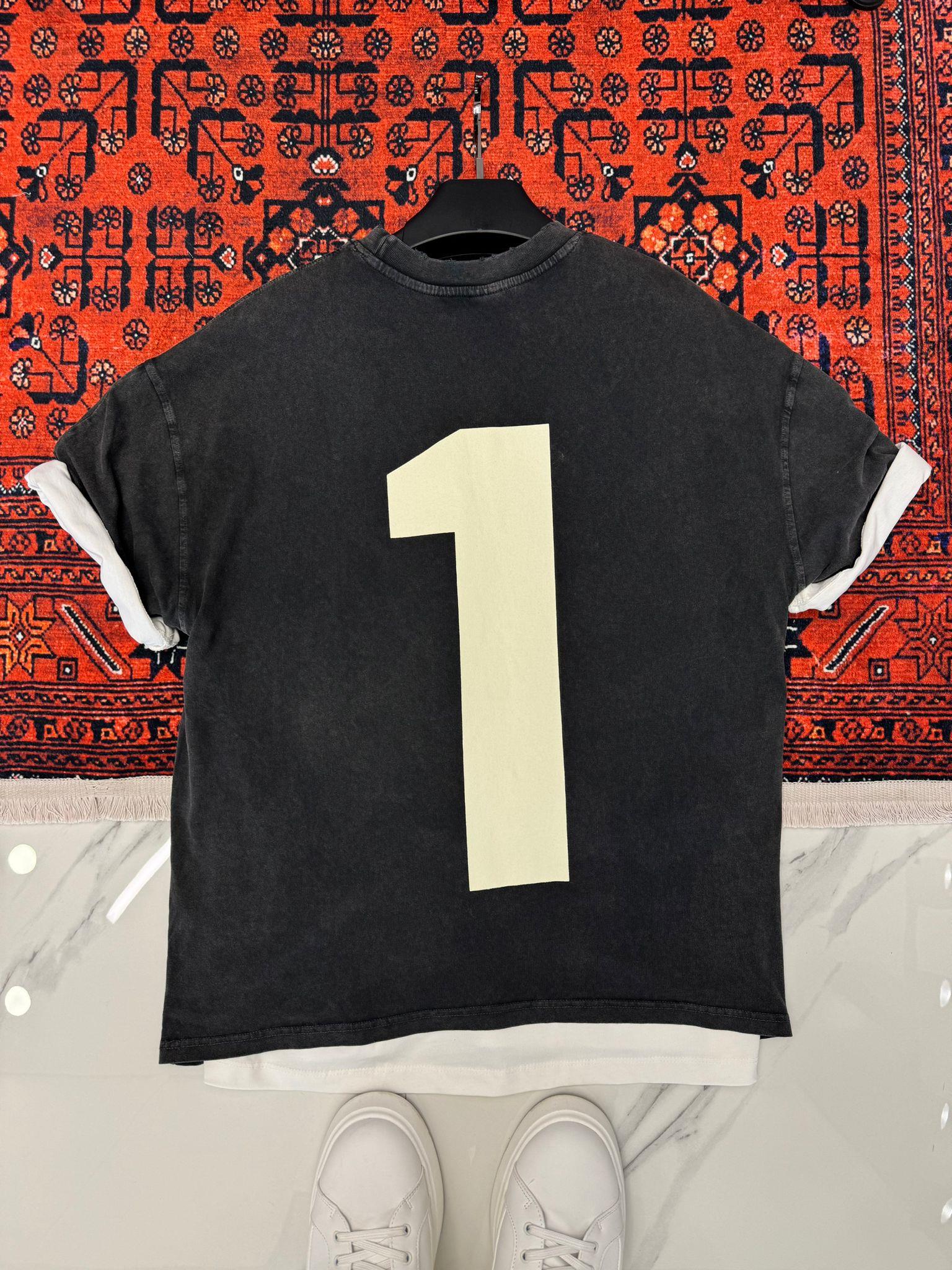 Yıkamalı Baskı Detay Oversize T-Shirt Siyah