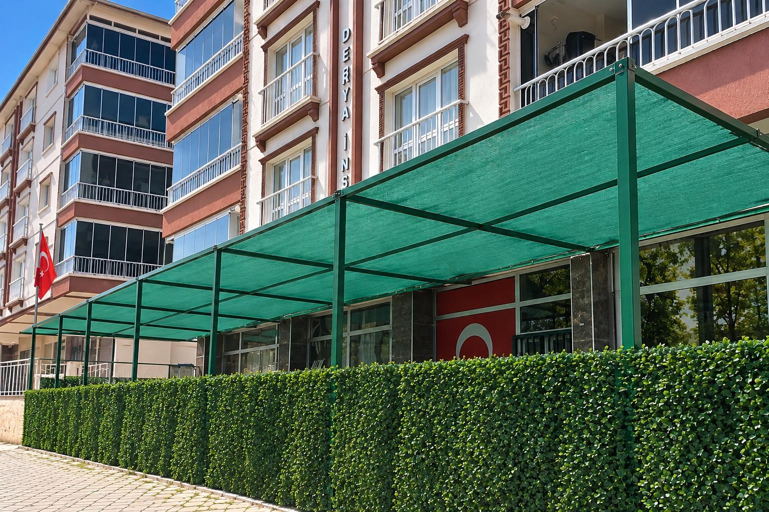 Gölge Filesi- 95lik Gölgelik Tente - Yeşil Renk - Düz Kenar