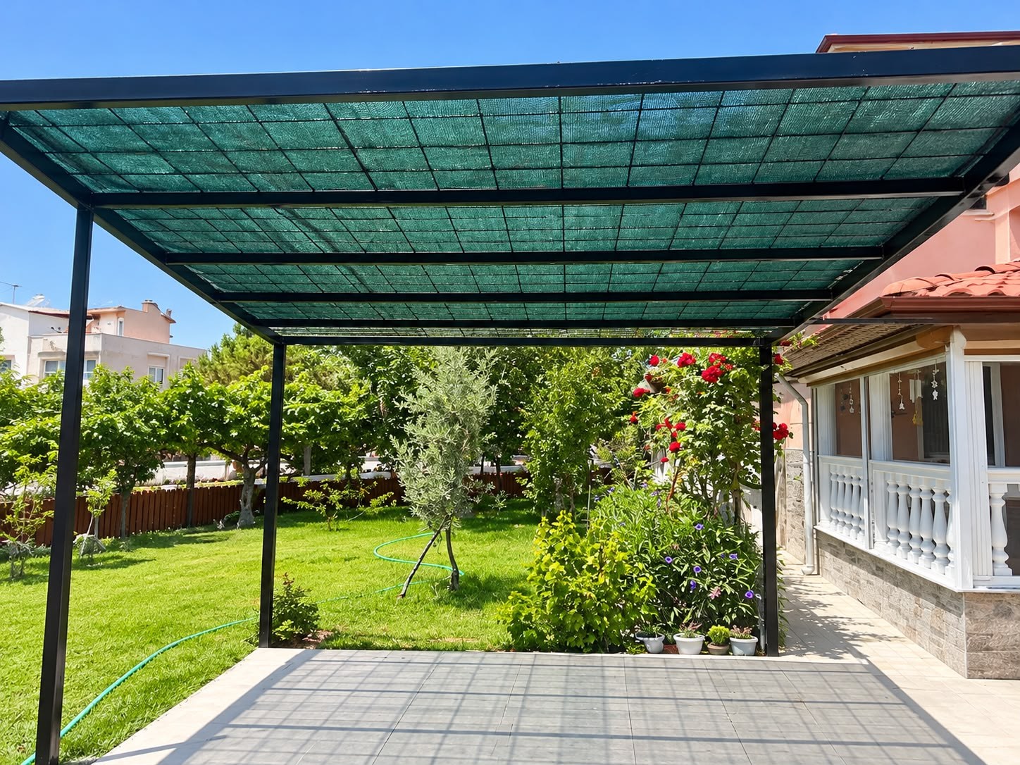 Gölgelik File - Gölgeleme Filesi-95lik - Yeşil Renk - Şeritli ve Kuşgözü Halkalı 