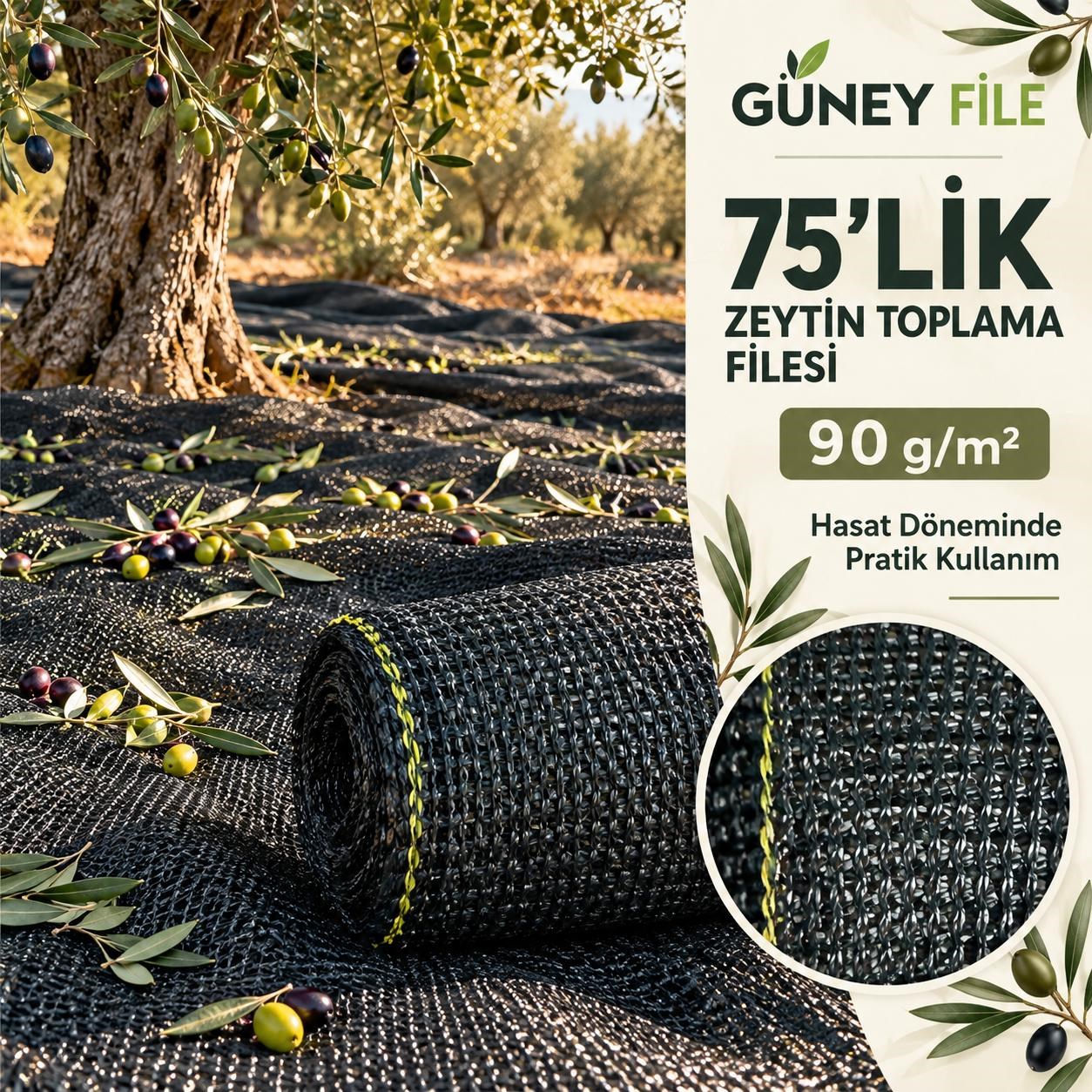 Zeytin Toplama Örtüsü - 90 gr/m2 - 75lik - Yeşil 