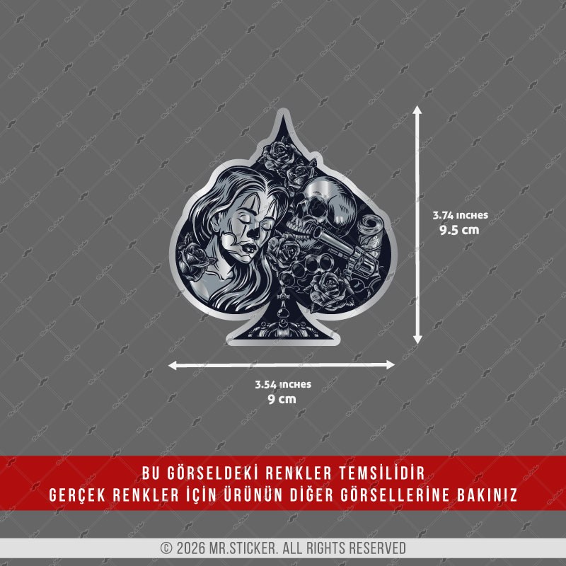 CHR13 Krom Seri Gangsta Motifli Maça Ası Etiketi