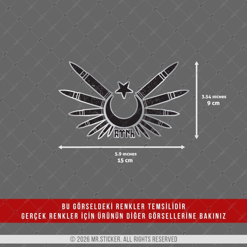 CHR21 Krom Kursun Kanatli Ay Yildiz Etiketi