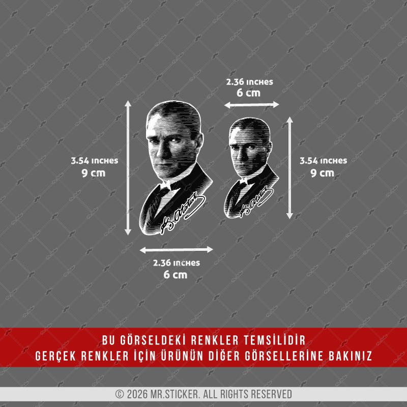 CHR23 Krom Seri İkili Atatürk Silüeti Etiket Seti