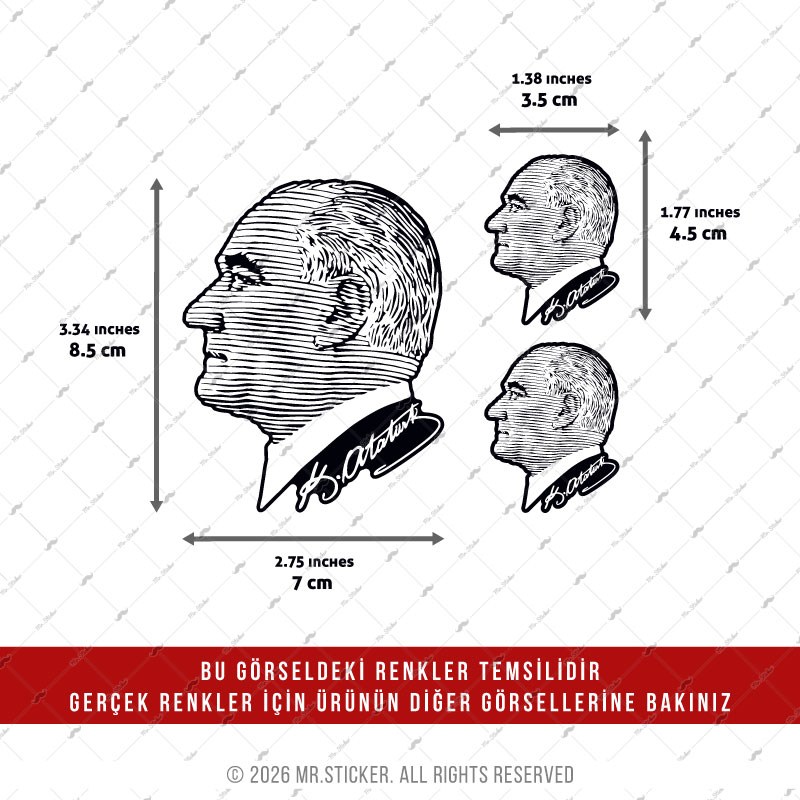 CHR26 Krom Seri Cizgi Calisma Atatürk Etiket Seti