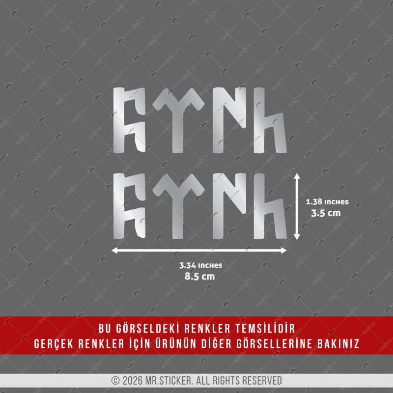 CHR5 Krom Seri Göktürkçe Türk Yazısı Etiketi İkili Set