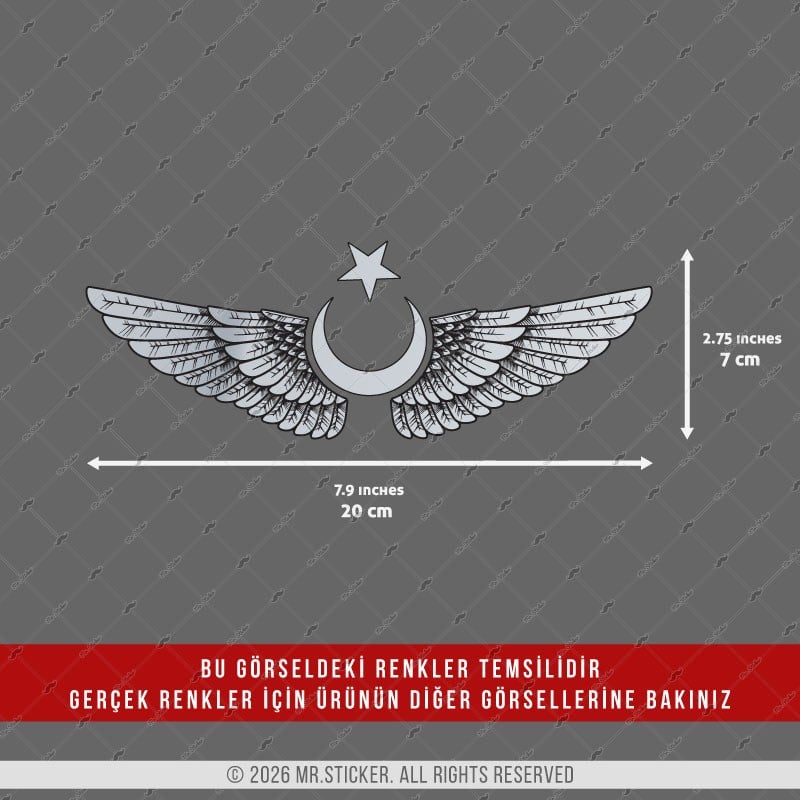 CHR7 Krom Seri Kanatlı Ay Yıldız Etiketi
