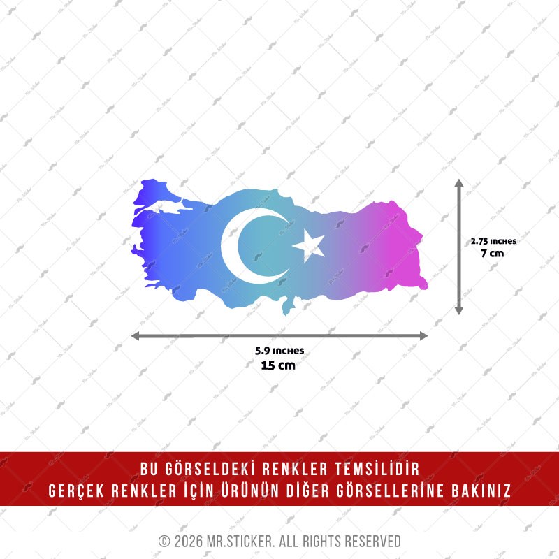 CSFT13 Renk Değiştiren Seri Ay Yıldızlı Türkiye Haritası