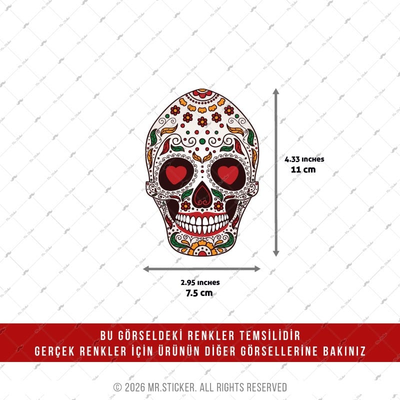CSFT18 Renk Değiştiren Seri Kalp Gozlu Sugar Skull Kurukafa Etiketi