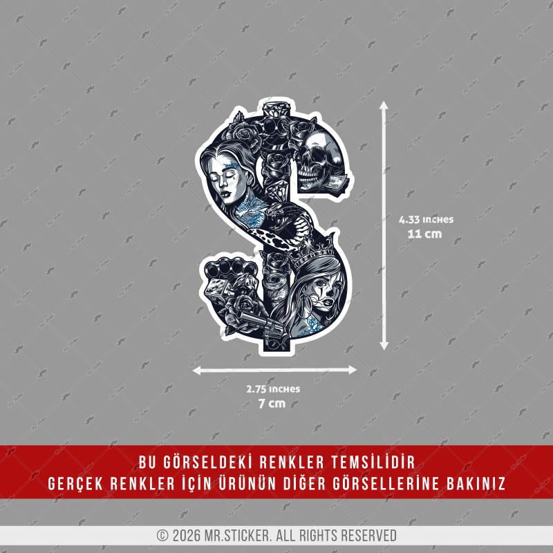 CSFT25 Renk Değiştiren Gangsta Motifli Dolar Etiketi