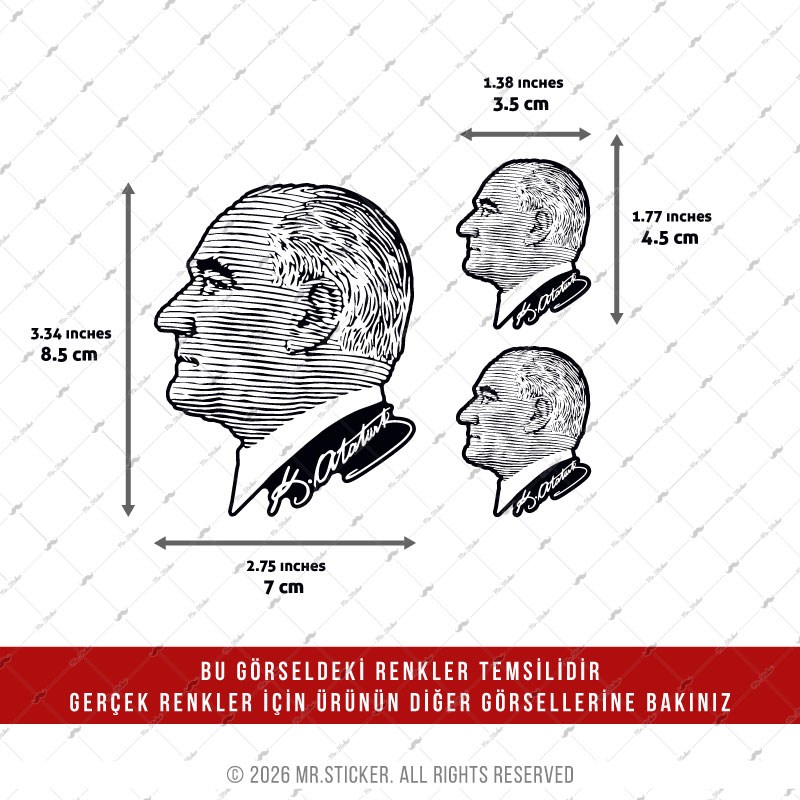 CSFT8 Renk Değiştiren Seri Ataturk Cizgi Calisma Etiket Seti