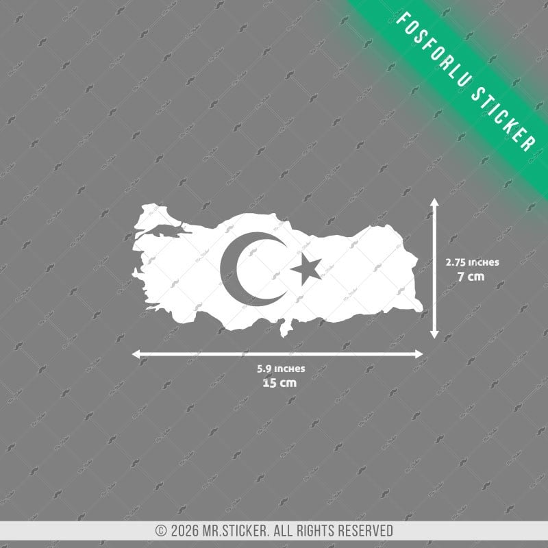 GIDW13 Karanlıkta Işıldayan Ay Yıldızlı Türkiye Haritası