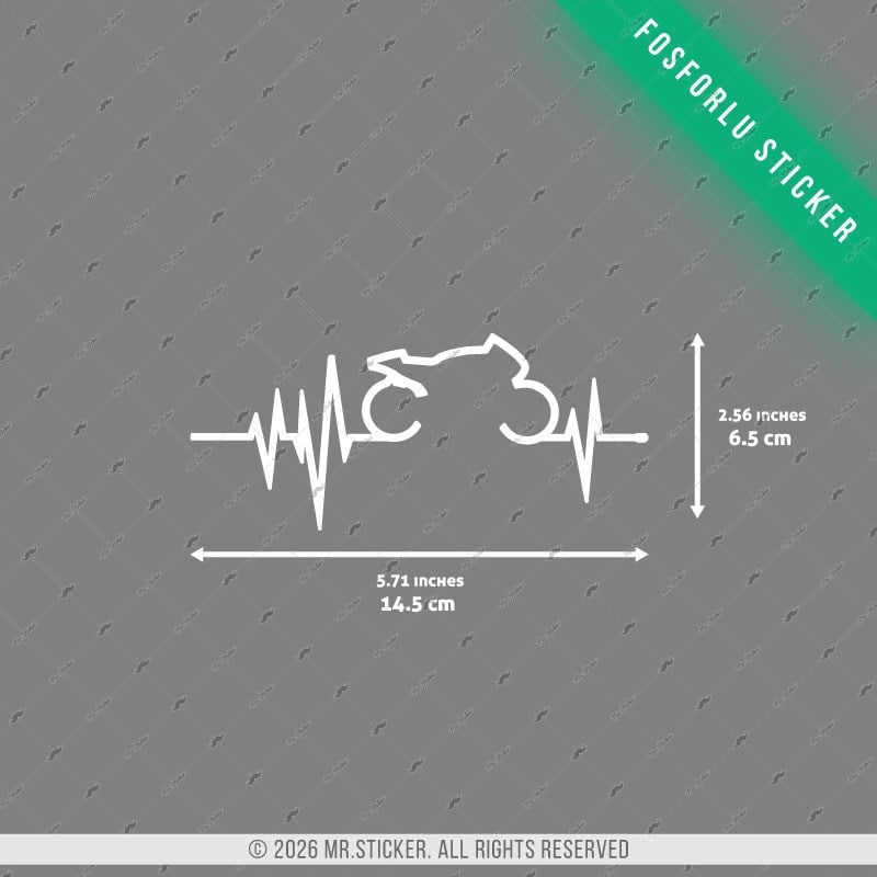 GIDW53 Karanlıkta Işıldayan Motosiklet Kalp Ritm Etiketi