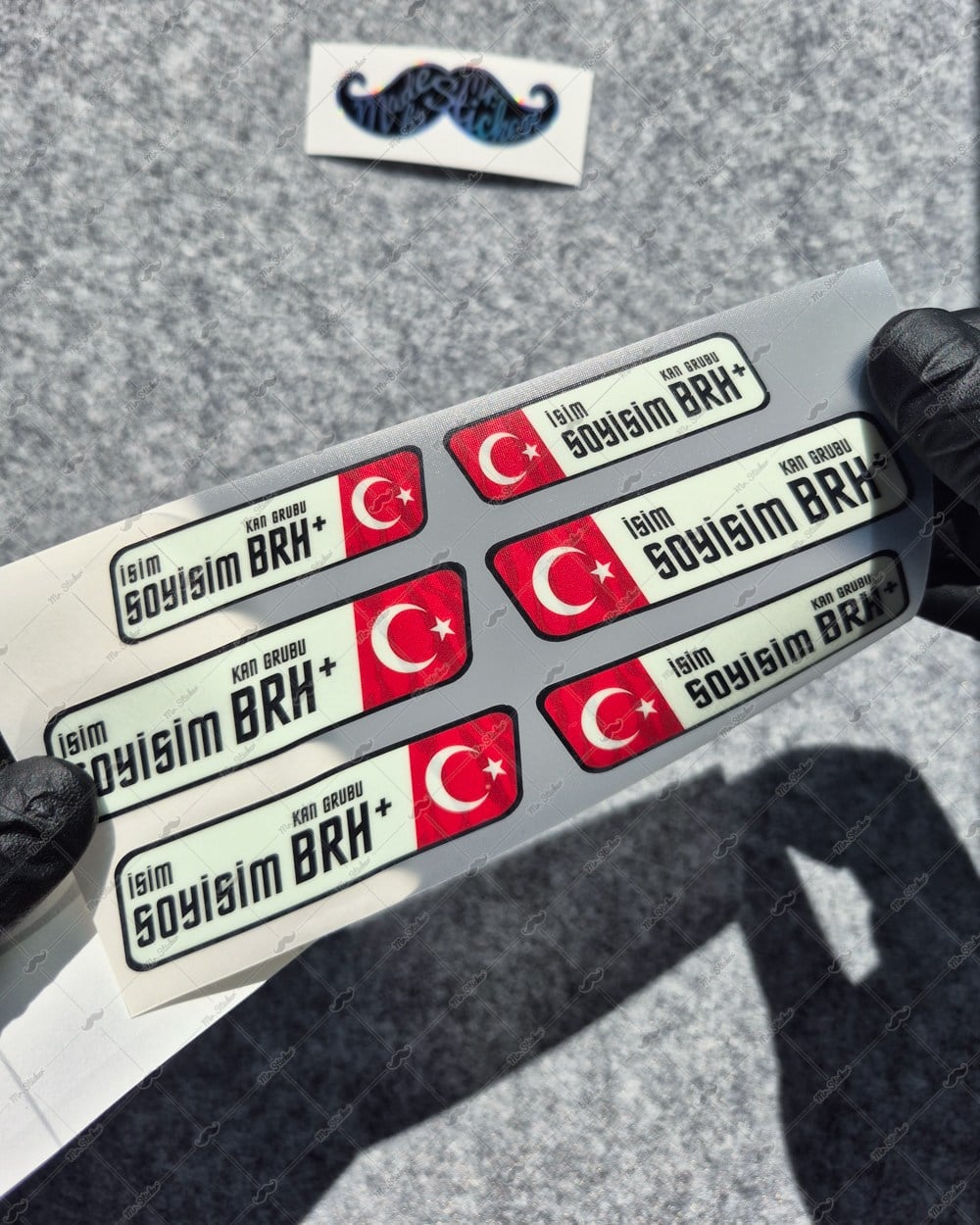 GIDWBT09 Karanlıkta Işıldayan İsme Özel Kan Grubu Etiket Seti 