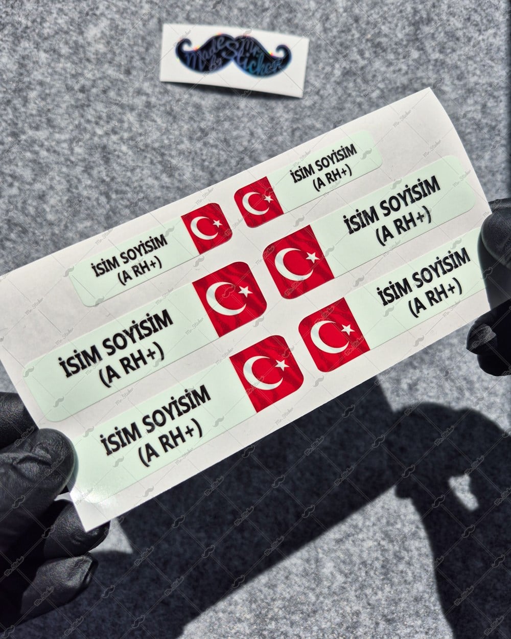 GIDWBT10 Karanlıkta Işıldayan İsme Özel Kan Grubu Etiket Seti 