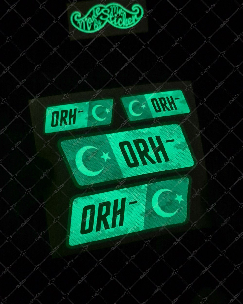 GIDWBT11 Karanlıkta Işıldayan 0 Rh Negatif (-) Kan Grubu Etiket Seti