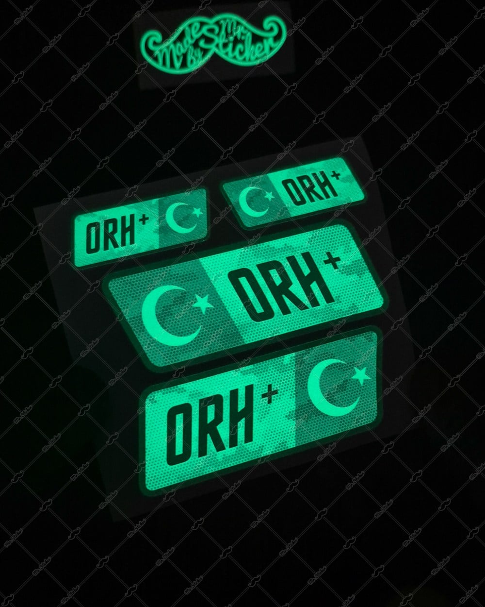 GIDWBT12 Karanlıkta Işıldayan 0 Rh Pozitif (+) Kan Grubu Etiket Seti